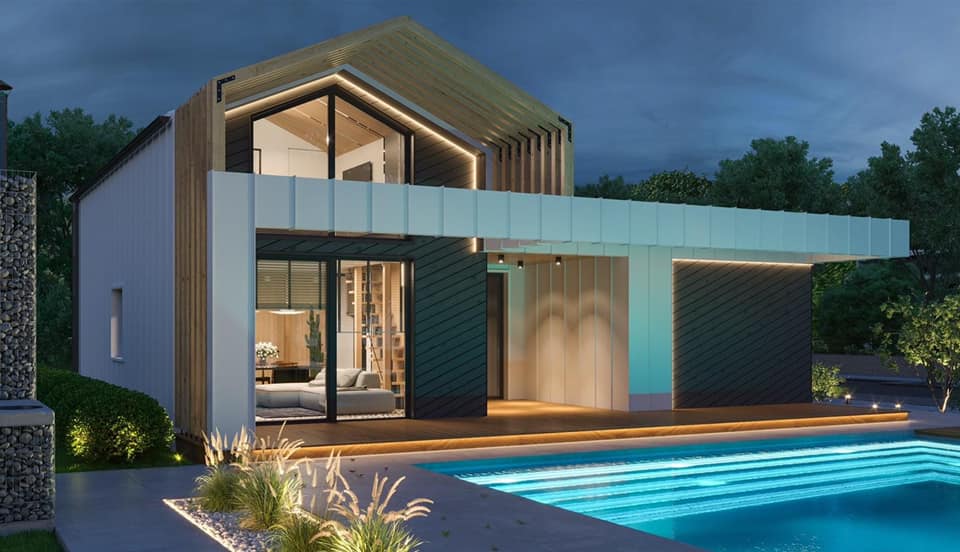 Premium showroom reference supporting facade freedom in panelised modular systems