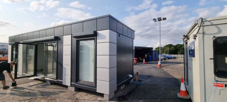 Hi-Tech 10m x 3m / 32ft x 10ft Portable office, Site cabin, Marketing suite, Sales cabin, TEMPORARY SPEC Modular building