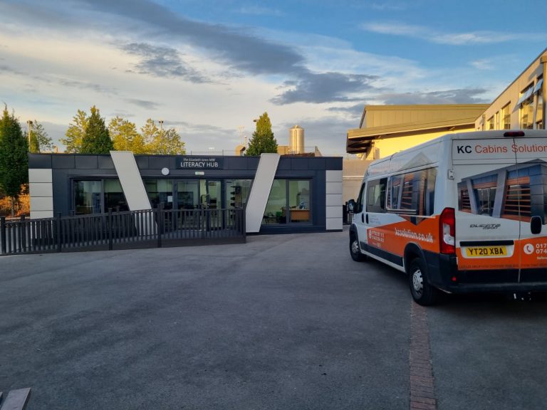 Modular building exterior on site showing access and installation context