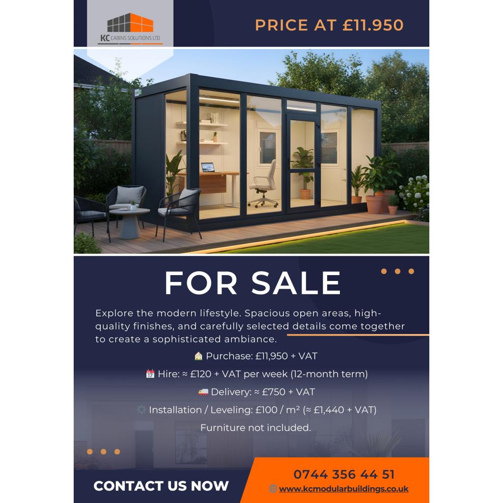 Single buildings modular garden office unit ready for fast delivery from KC Modular Buildings