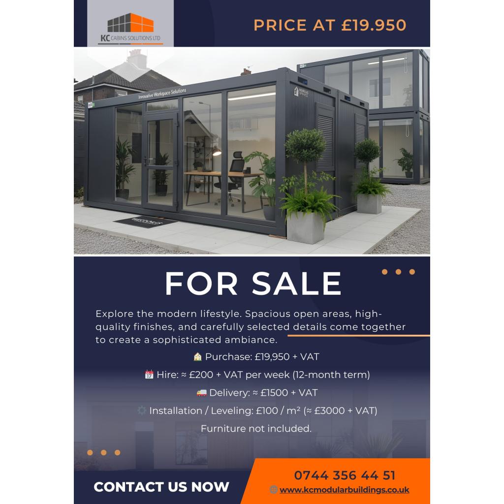 Buildings modular duo double office unit with full height glazing and modern workspace interior