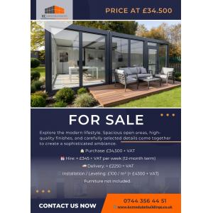 Buildings modular trio triple unit with large glazed frontage used as a modern office and marketing suite