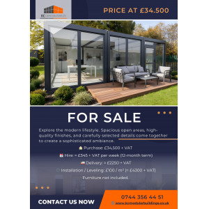 Buildings modular trio triple unit with large glazed frontage used as a modern office and marketing suite