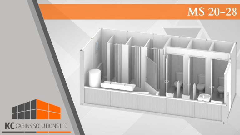 MS20-28 modular welfare cabin with 3 toilets and 3 showers available to hire as a modular building