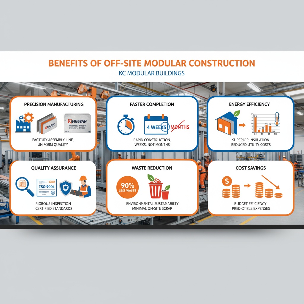 Curry modular building Option 4 layout with toilet and kitchen facilities showing self-contained welfare unit with GEBERIT sanitary systems and complete kitchen for construction sites and offices by KC Modular Buildings UK