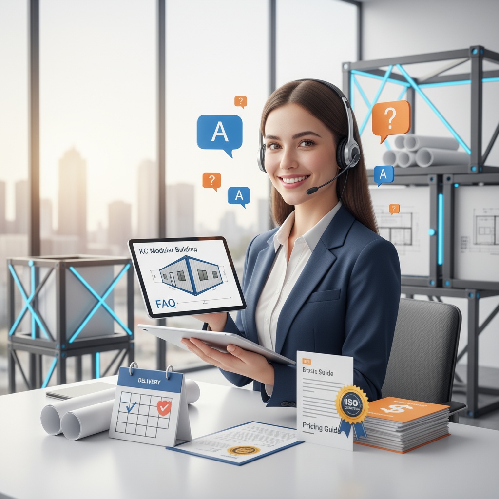 Curry modular building Option 5 layout with office area plus toilet and kitchen showing complete multi-room self-contained facility for commercial, construction, or residential use by KC Modular Buildings UK