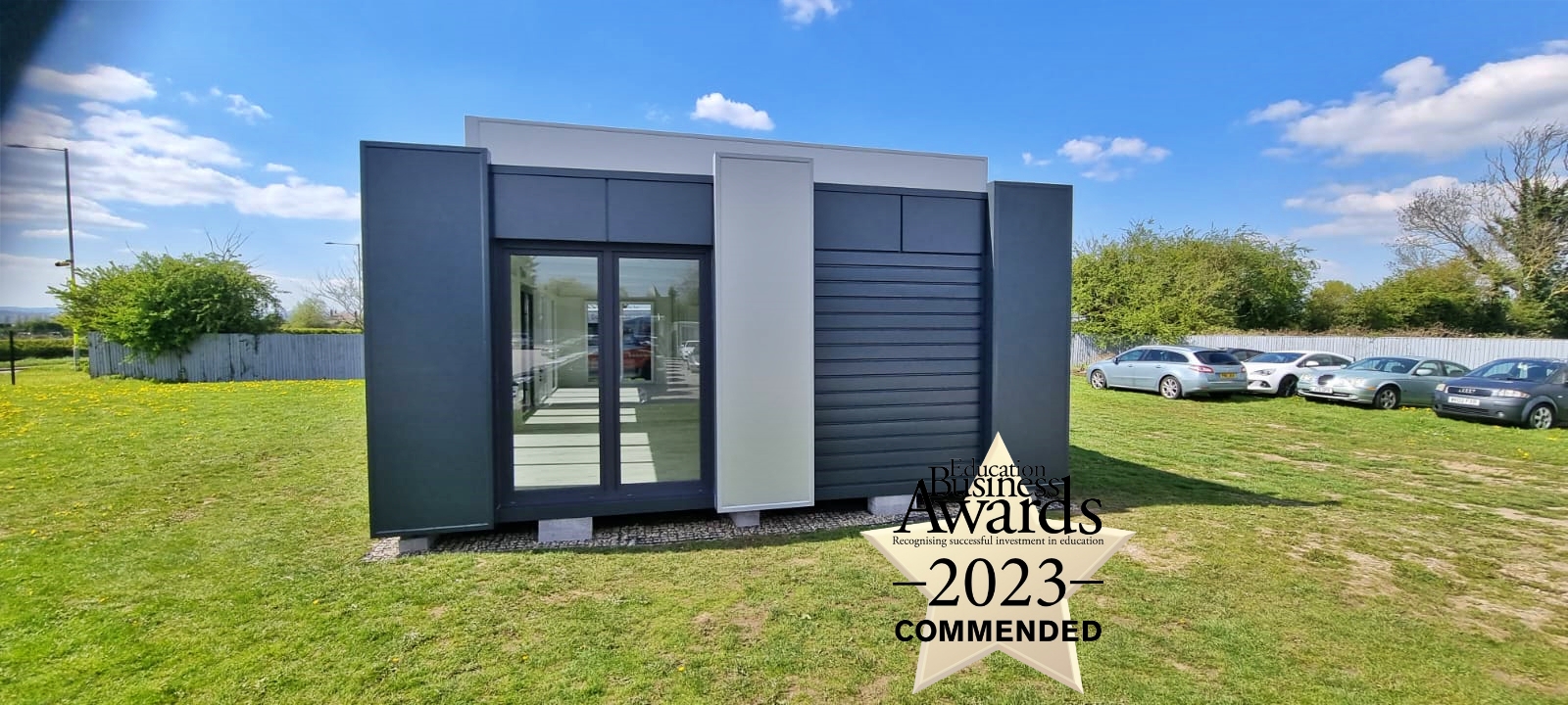 Curry modular building multiple units installation showing scalable bespoke modular construction for large commercial or educational projects by KC Modular Buildings UK