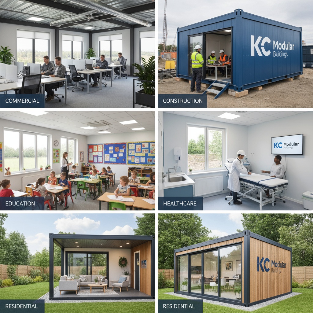 Curry modular building Option 3 layout with two additional office areas showing three separate rooms for multi-room commercial, medical, or educational facilities by KC Modular Buildings UK