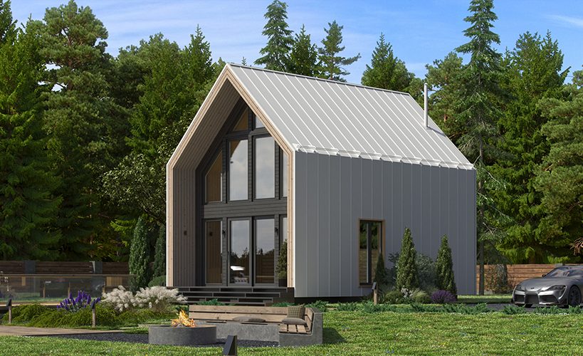 Modular garden office MTB Seven white – contemporary white modular office with steel frame and large windows