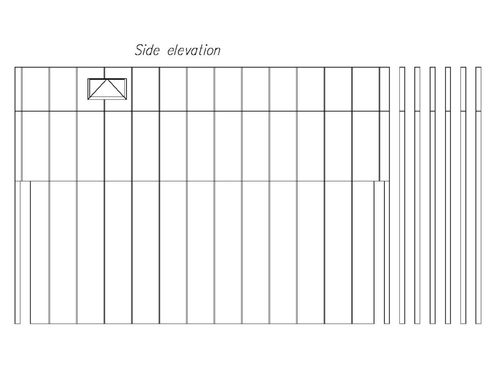 Modular garden office MTB One Plus – technical drawing of window and door positions