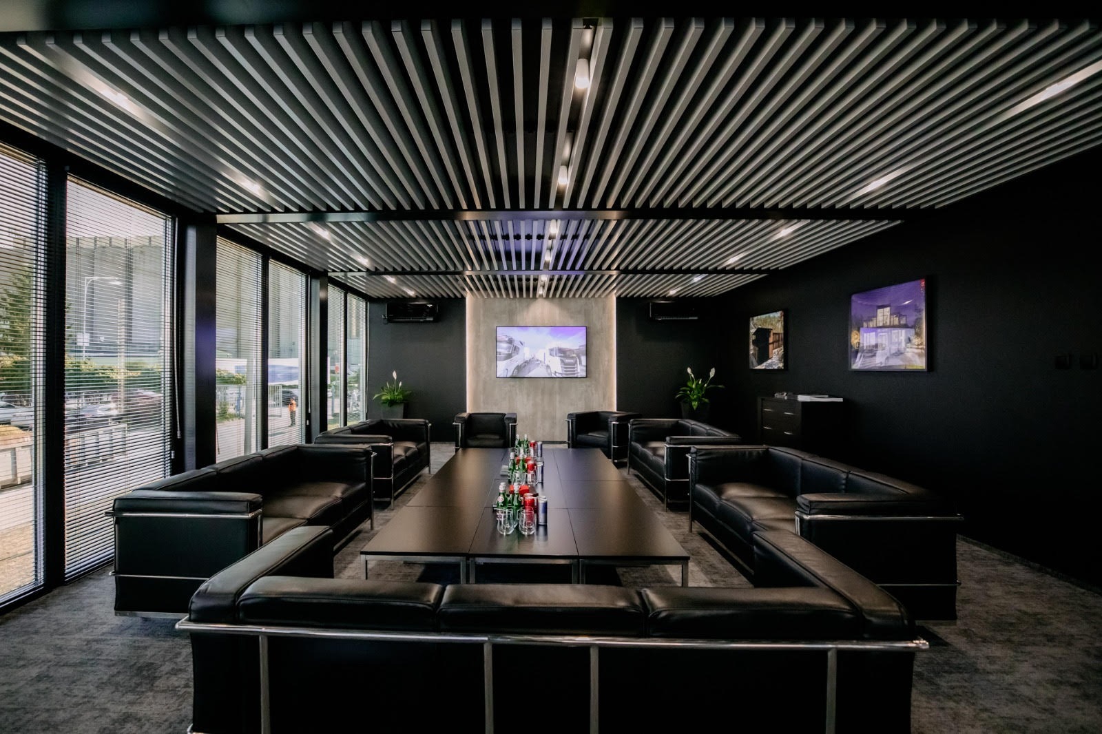 Portable office cabins Staffordshire interior with suspended ceiling and LED lighting for Derbyshire clients