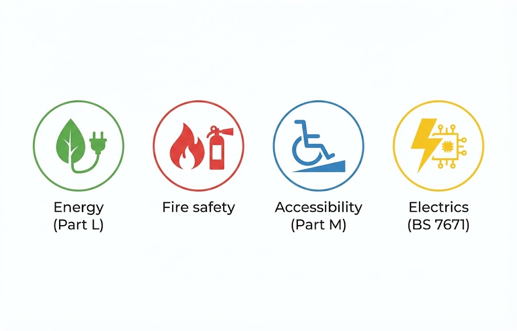 UK modular building compliance overview: energy performance, fire safety, accessibility and electrics
