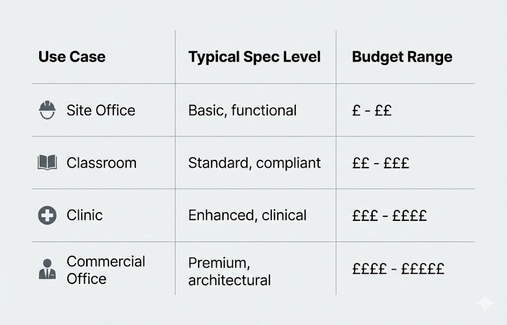 Modular buildings UK cost guidance – budget drivers and typical spec levels