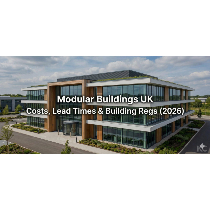 Premium modular office building in the UK showcasing modern design, large glazing, and sustainable construction for commercial and public sector use