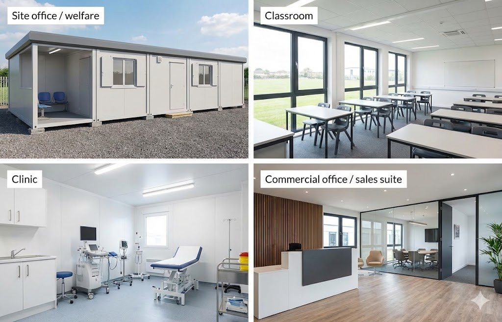 Modular buildings UK use cases: site offices, classrooms, clinics and commercial offices