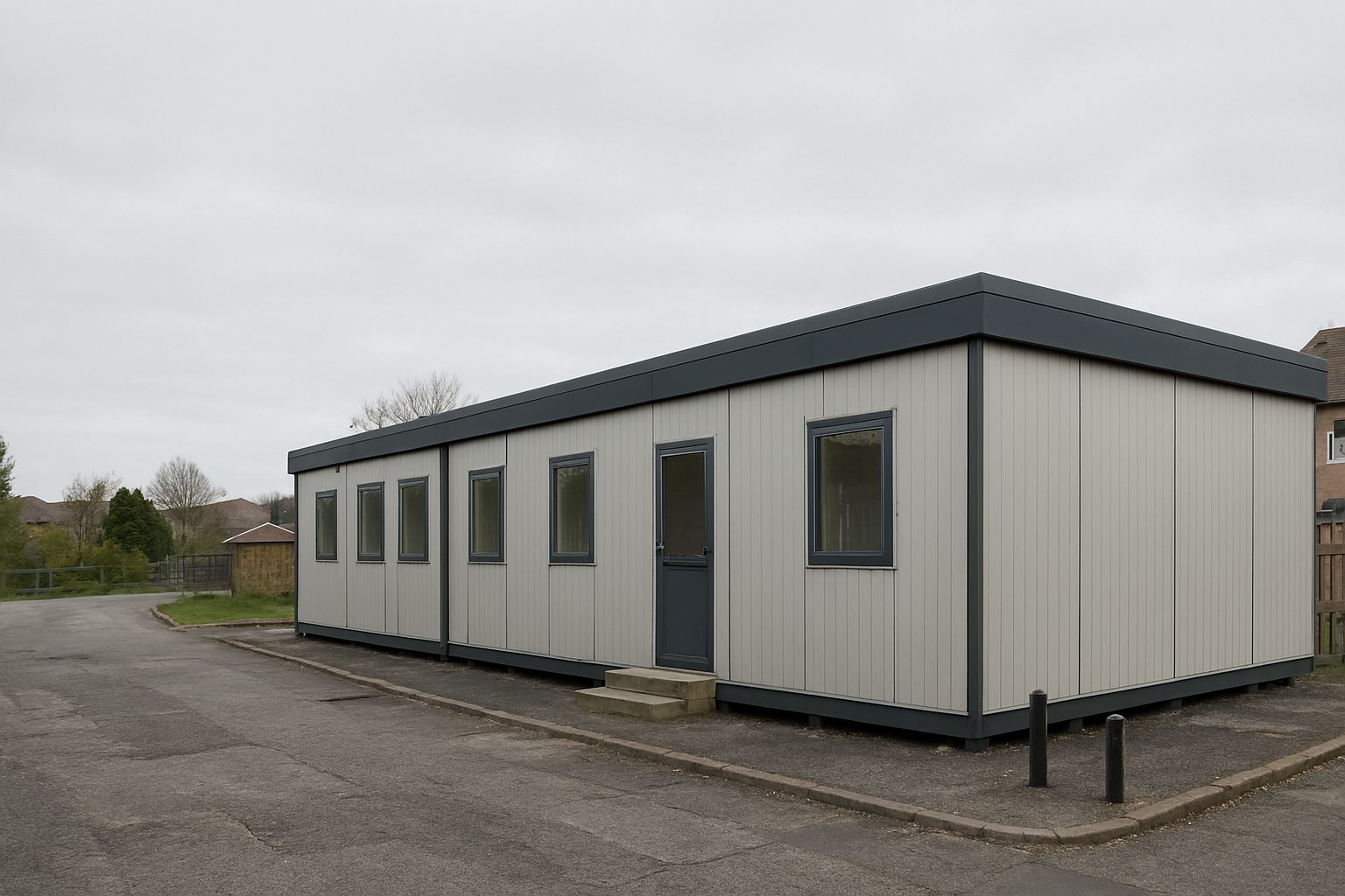 Modular building on a constrained UK site showing why planning timelines depend on site context