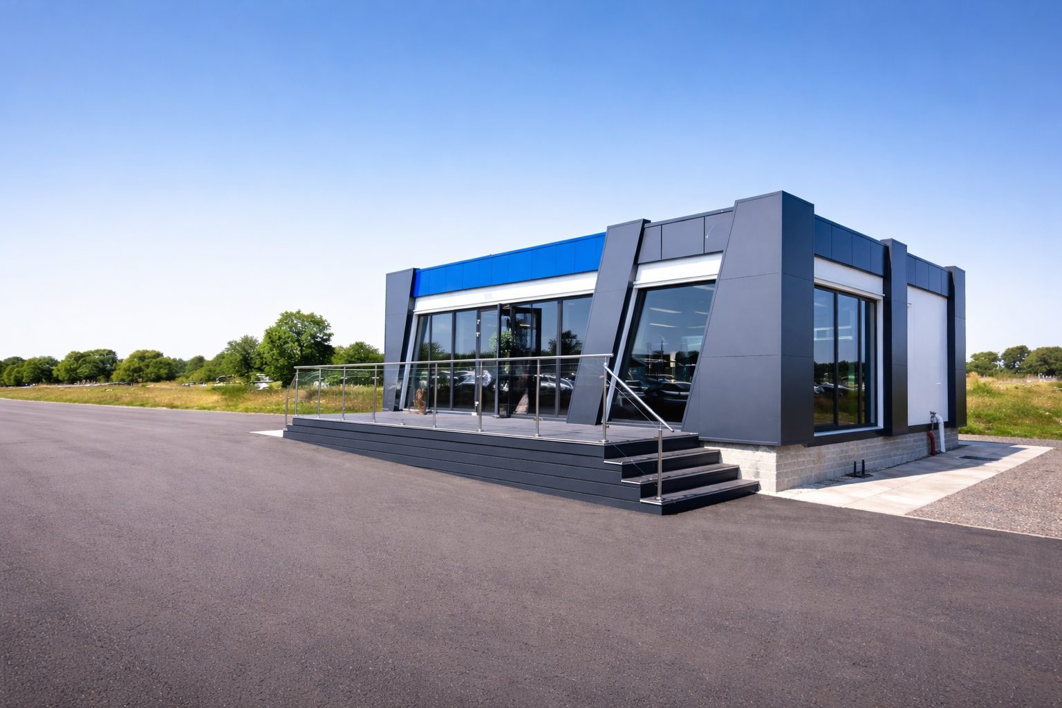 Custom made modular buildings for dealership sales suites and customer spaces