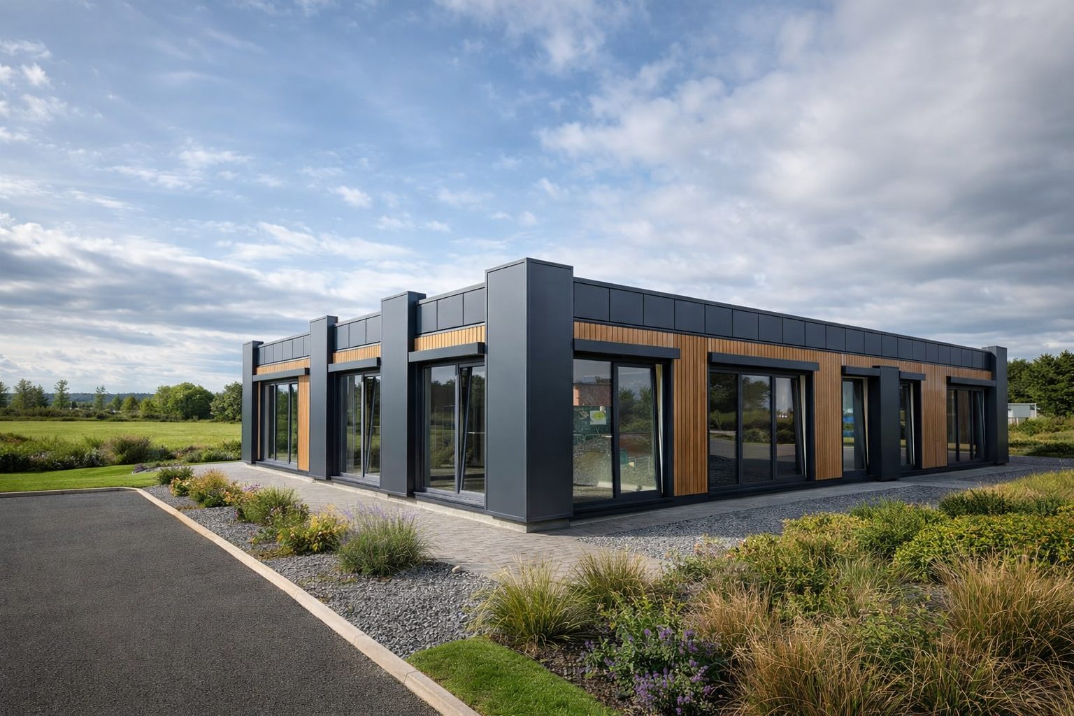 Bespoke modular building example suitable for education administration or teaching support areas.