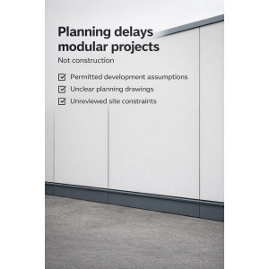 Exterior view of a modular building illustrating elevation and form for planning reference.