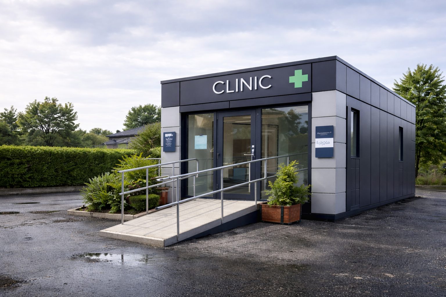 Temporary modular portable clinic in the UK with healthcare-ready layout for decant and overflow medical use