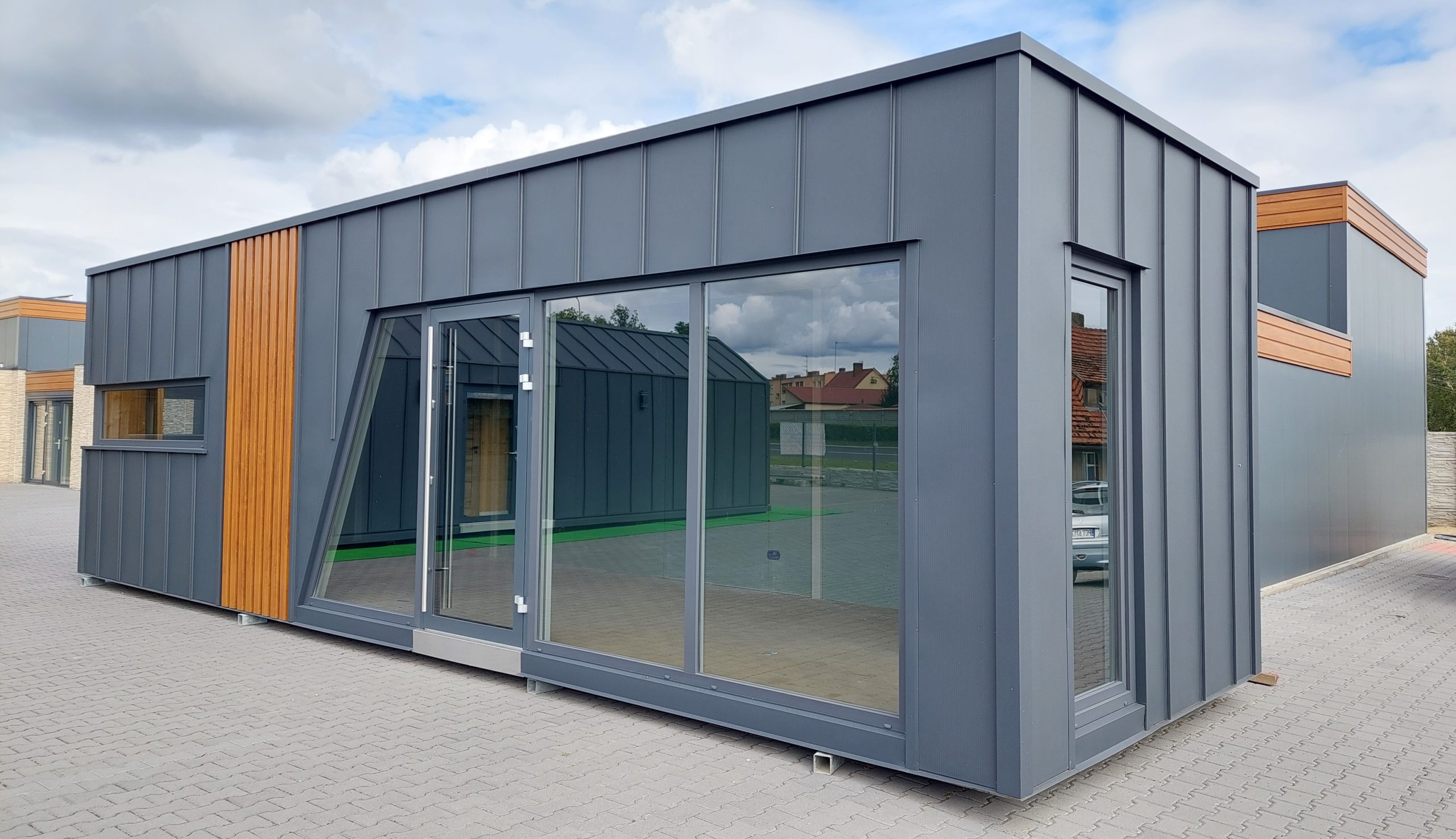Modular office building installed for business workspace and commercial accommodation