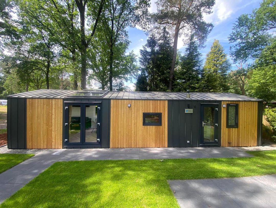 Warm residential interior style relevant to static caravan lodge feel UK