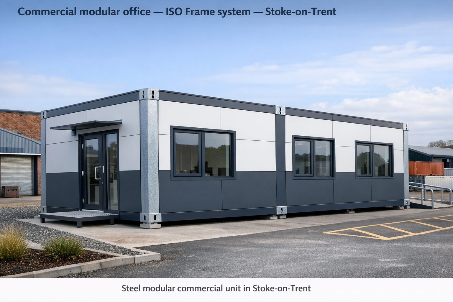 Modular building exterior in Stoke-on-Trent, Staffordshire on a UK operational site
