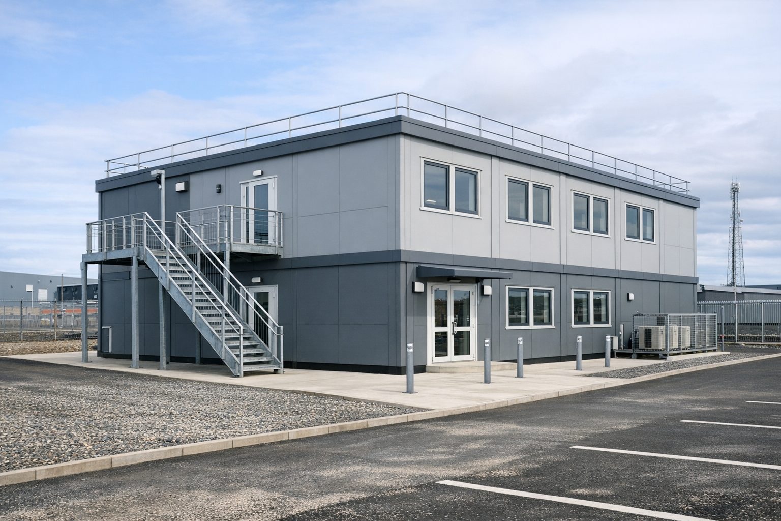 Completed ISO Frame steel modular office in Aberdeen/Aiberdeen, Scotland