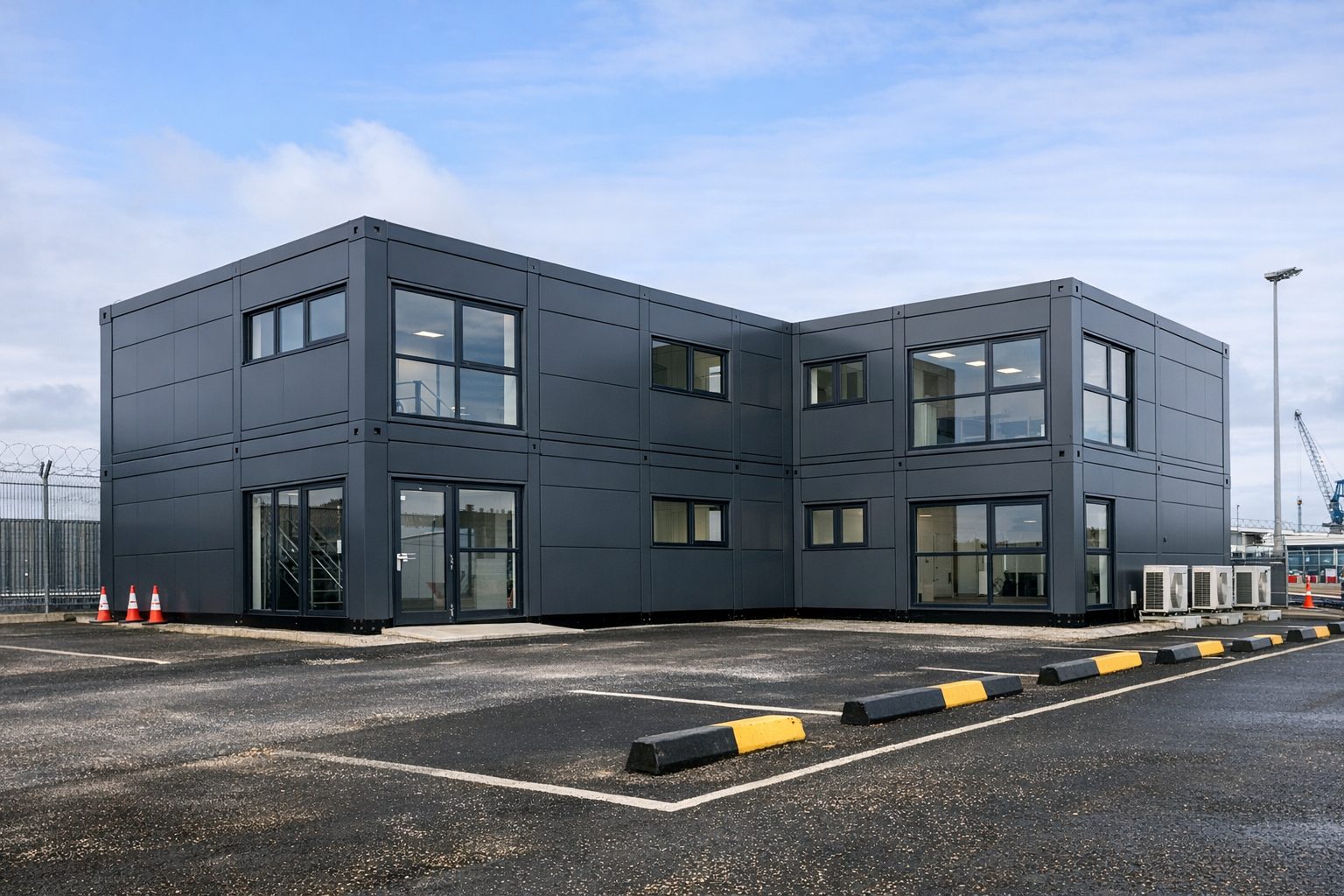 ISO frame steel volumetric modular building installed in Portsmouth, Hampshire.