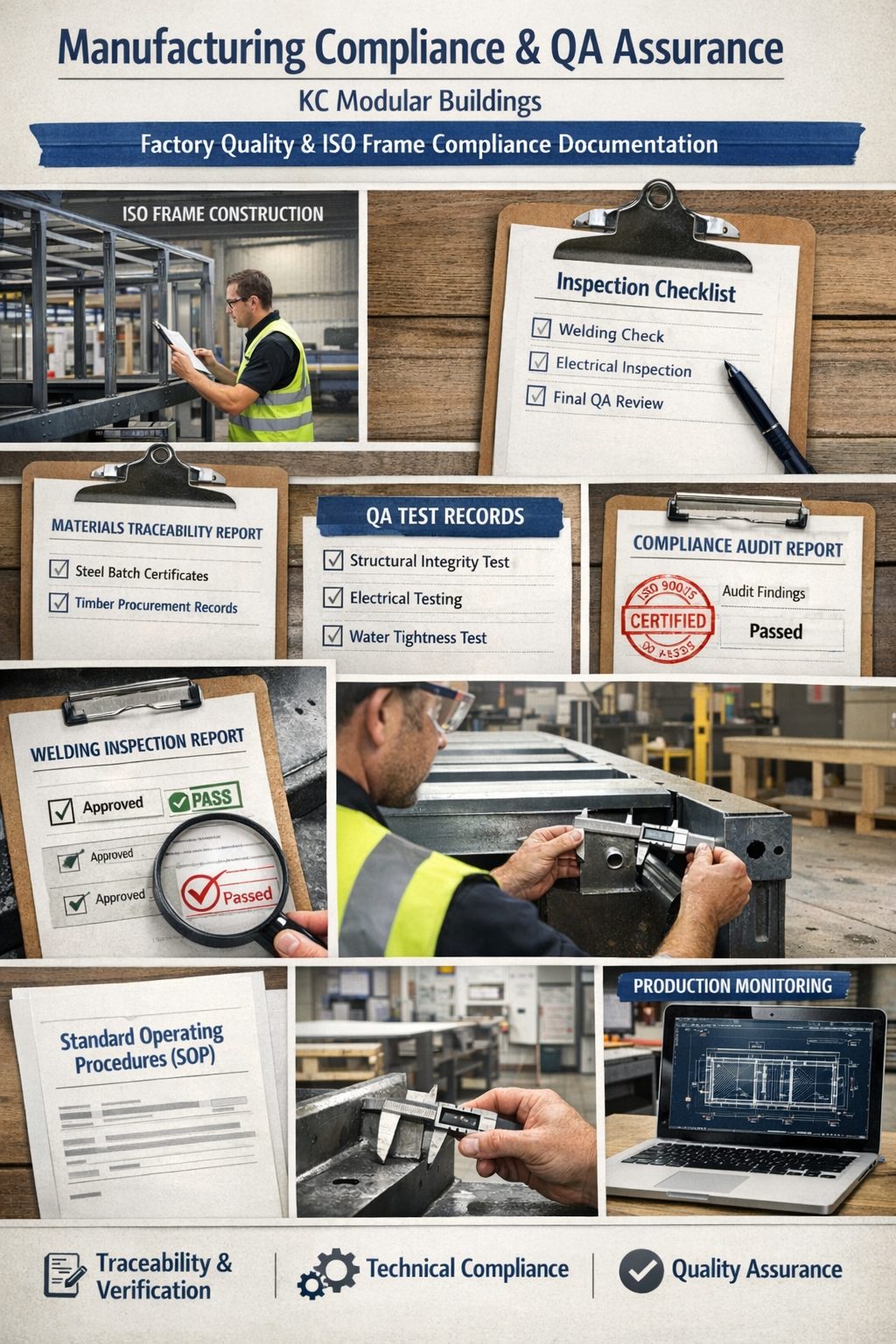 Manufacturing compliance and QA assurance process for modular buildings in Stoke-on-Trent, Staffordshire.