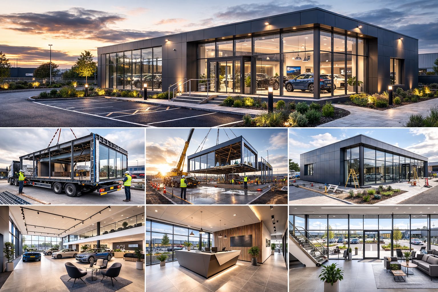 dealership sales suite style modular showroom reference for expansion or relocation planning