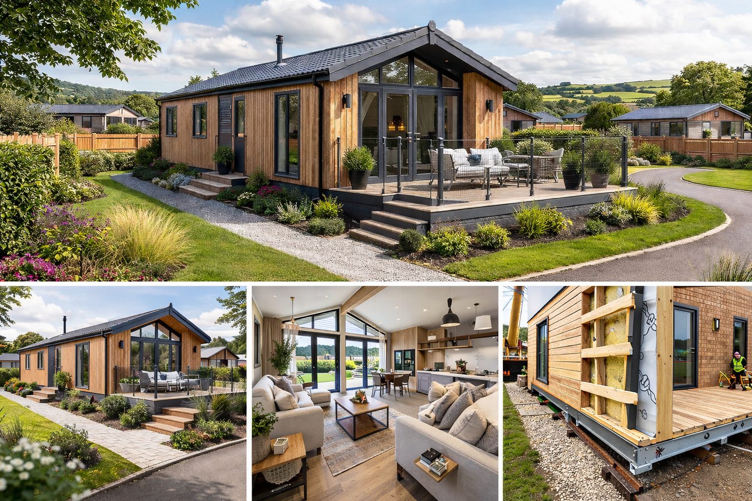 Timber frame static caravan lodge installed in Bristol, South West England