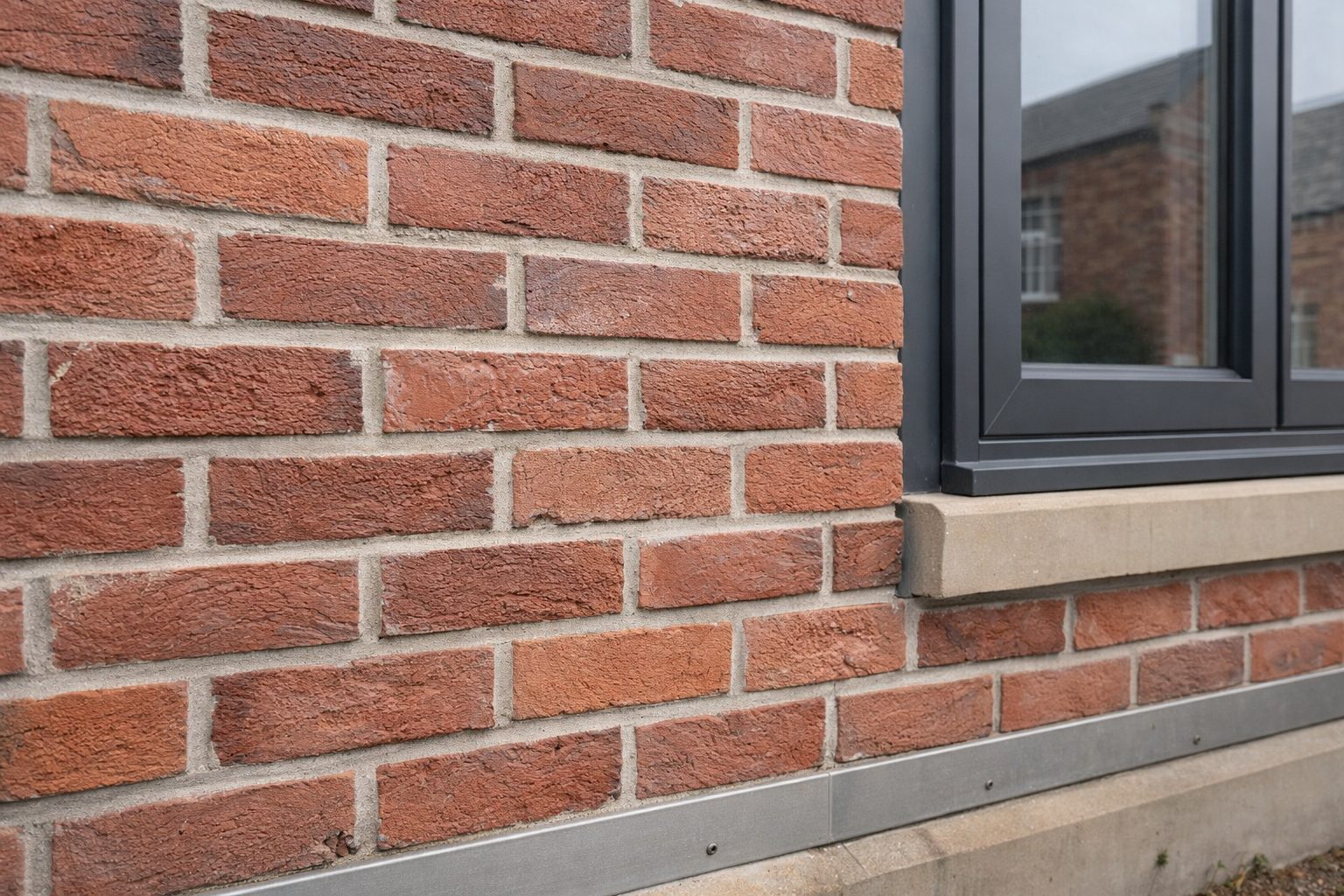 Brick slip facade cladding for ISO frame permanent modular buildings — traditional brick appearance, ventilated system