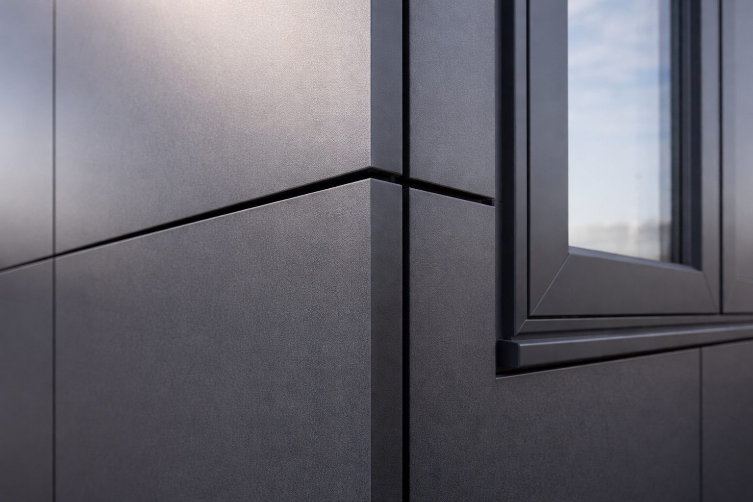 Composite panel facade cladding for ISO frame permanent modular buildings — modern sleek design, RAL colours