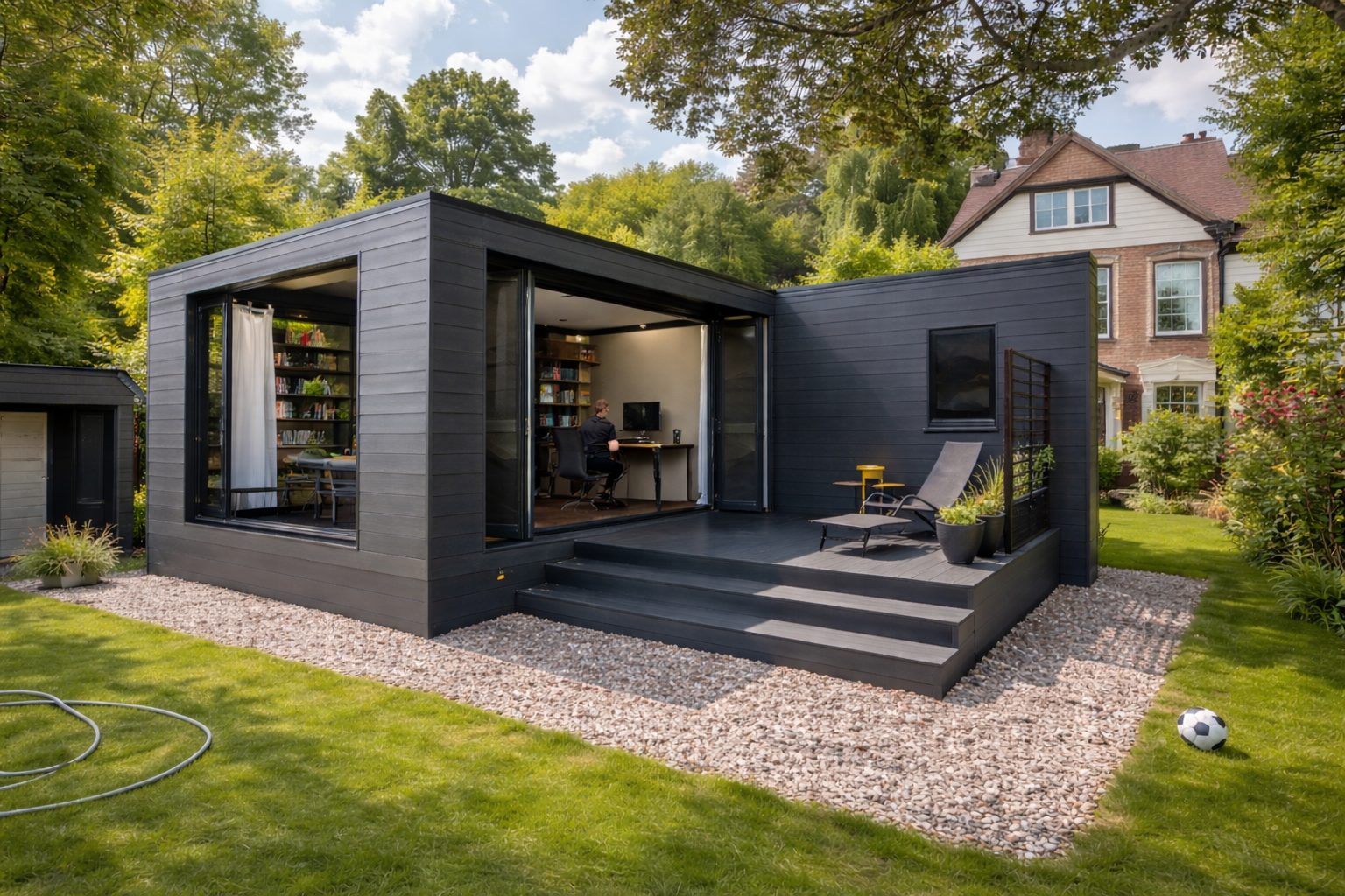 Residential garden room home office in Cheltenham, insulated modular building with triple glazing, delivered by KC Modular Buildings UK