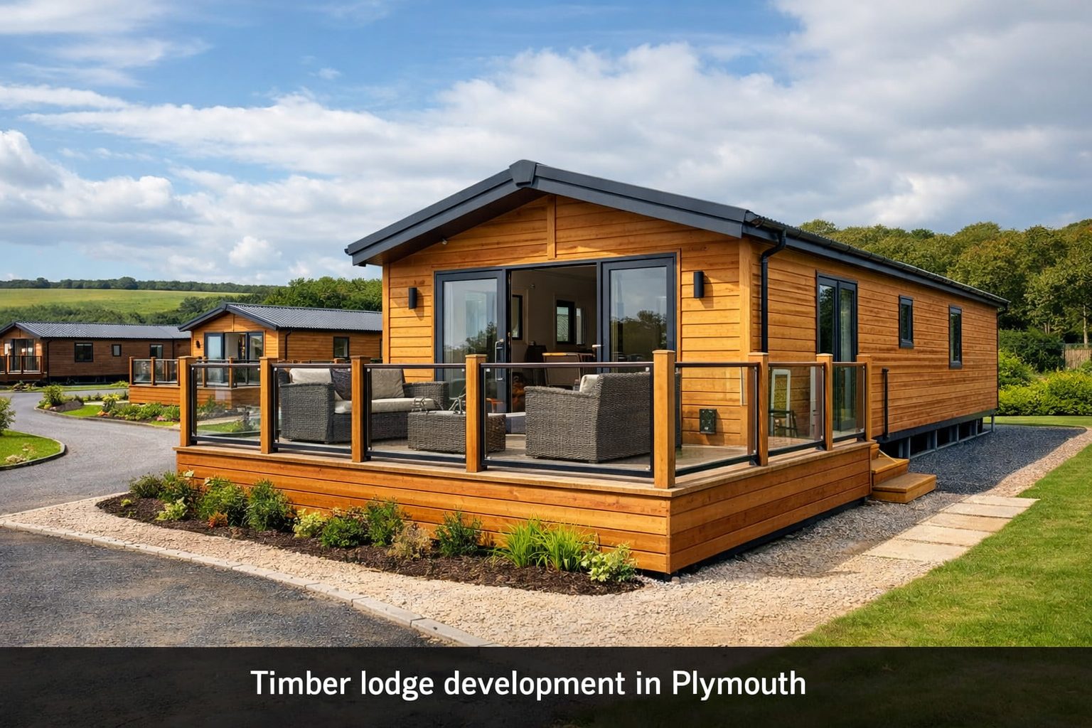 Timber frame modular lodge completed in Plymouth, Devon