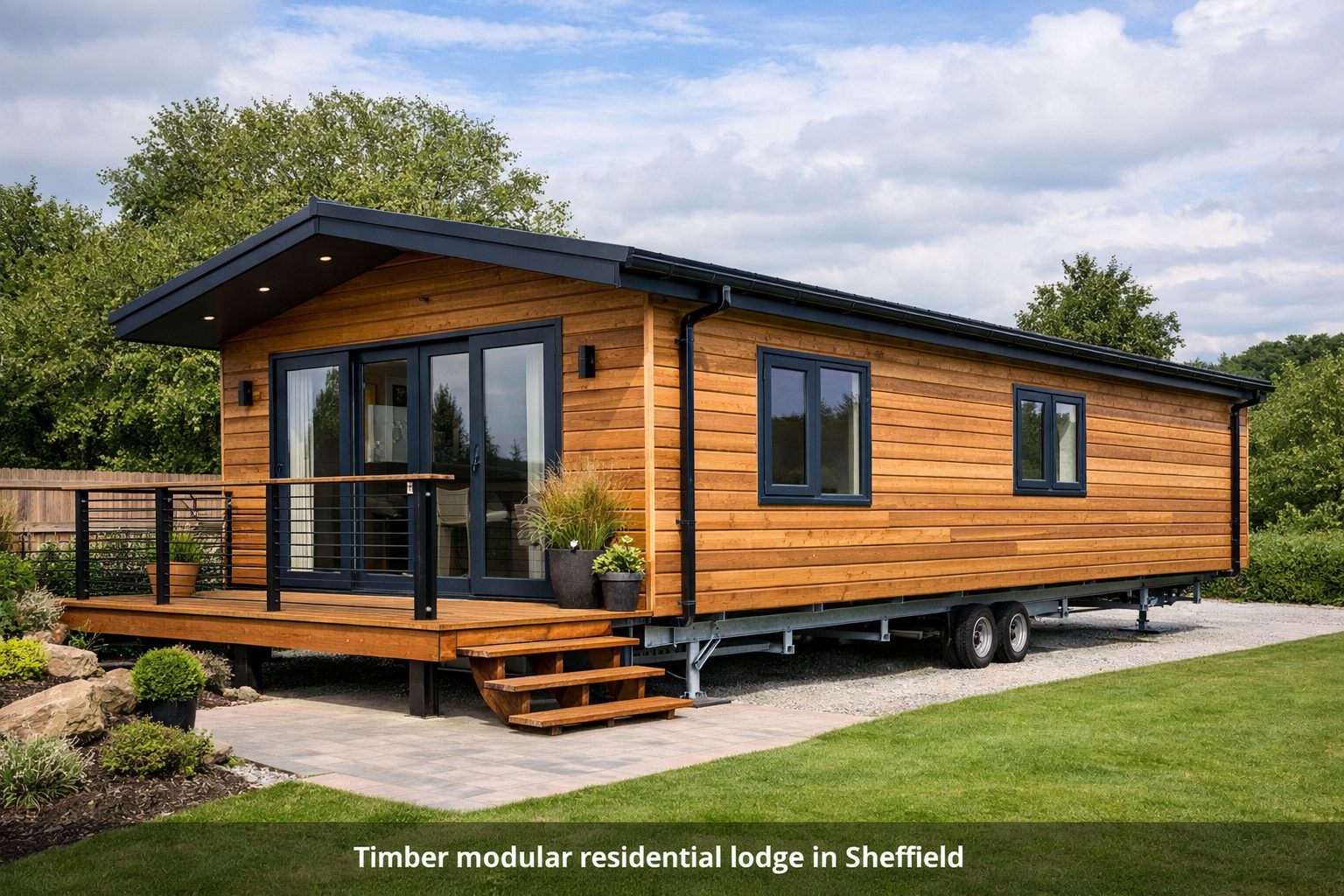 Timber frame static caravan accommodation unit in Sheffield, South Yorkshire