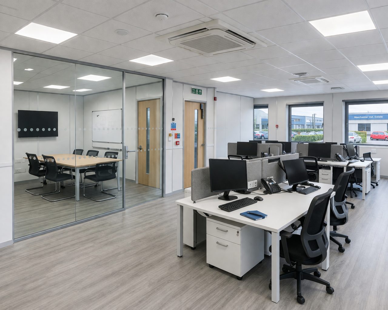 Modular office interior fit-out commercial workspace Manchester Greater Manchester UK 2