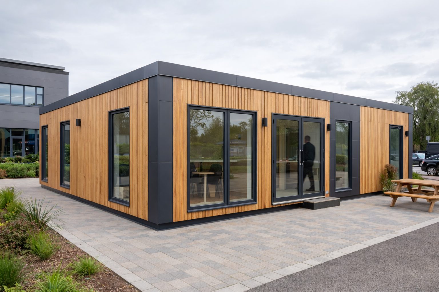 Timber frame modular office building premium office environment Bristol South West UK