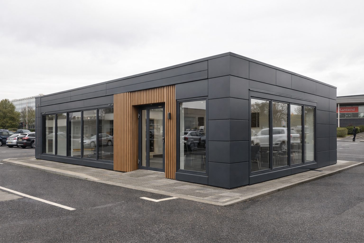 Bespoke steel modular office building in London, Greater London, UK.