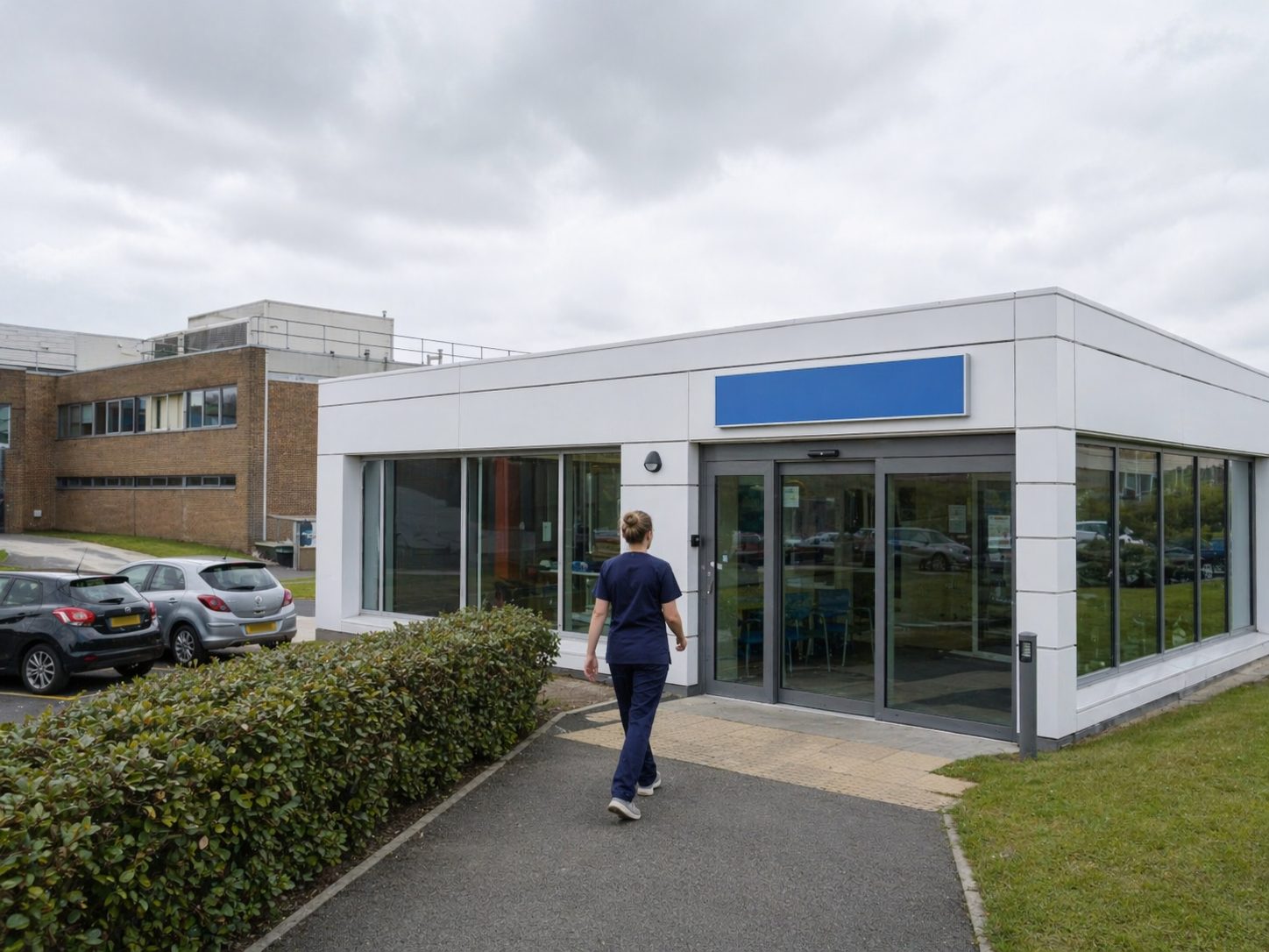 Modular healthcare building on UK hospital campus — HTM 03-01 ventilation compliant modular clinical space by KC Modular Buildings