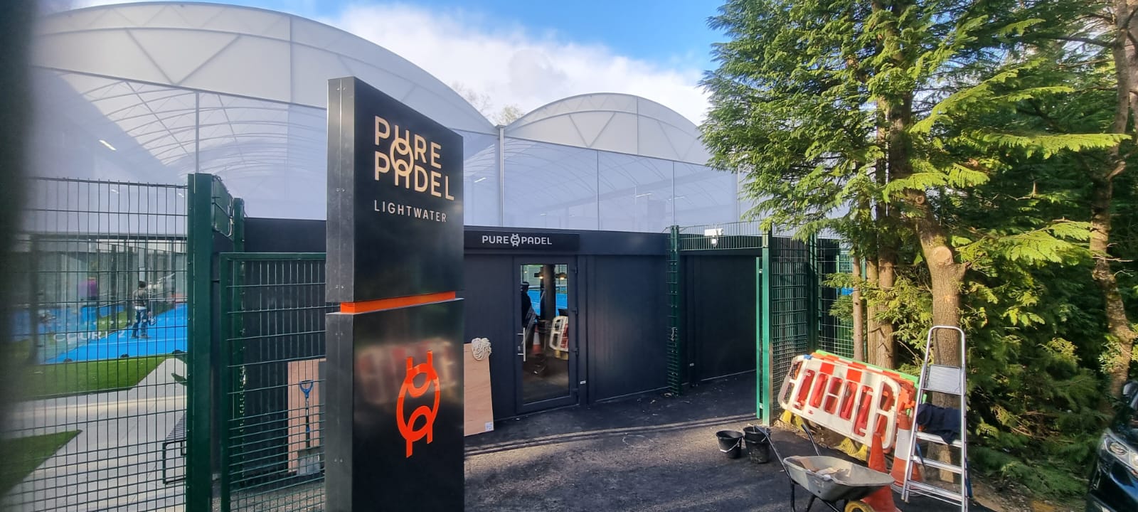 Modular clubhouse detail showing premium finish at Pure Padel, Royal Wootton Bassett — KC Modular Buildings