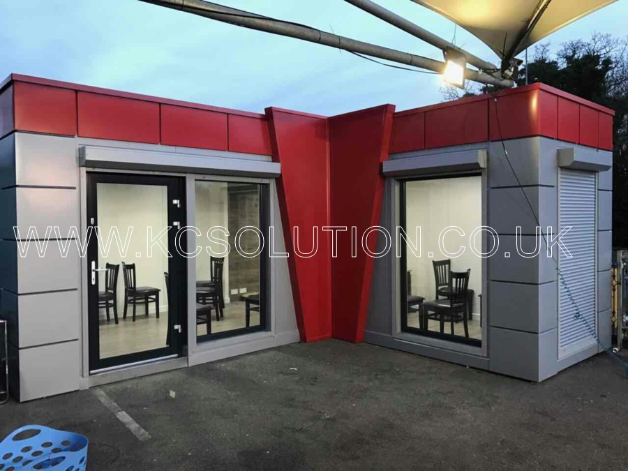 Modular office steel frame construction detail — Roni's Car Wash project — KC Modular Buildings