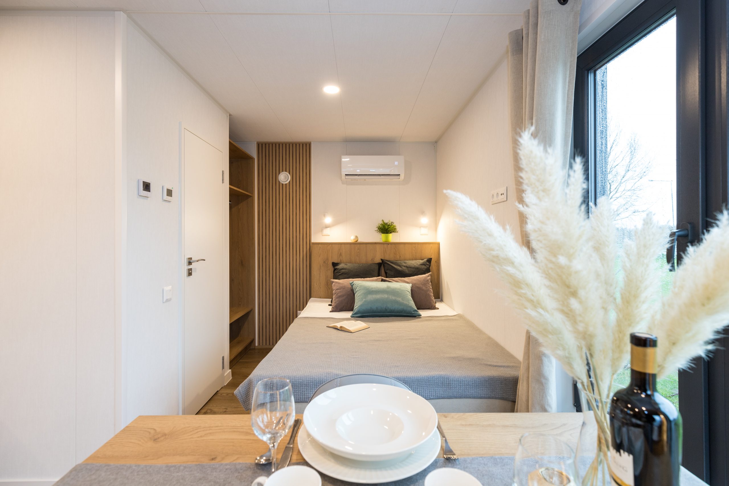 Premium garden pod kitchen with integrated appliances and modern cabinetry