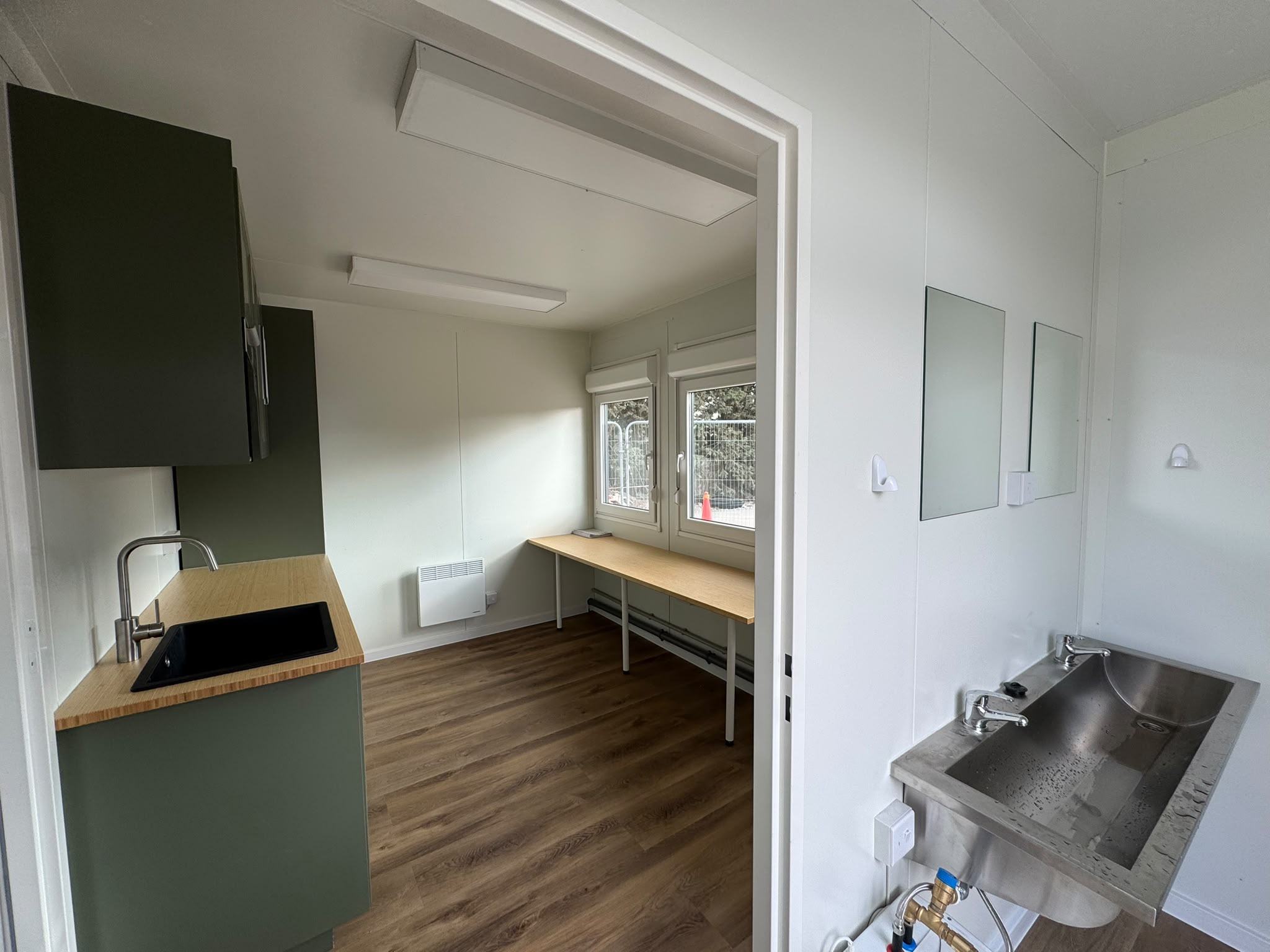 Modular office with kitchen and WC case study exterior