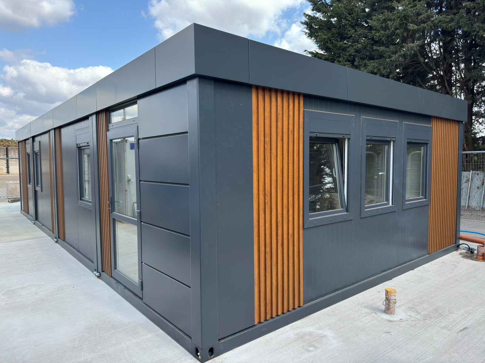 ISO frame portable cabin office delivered to J and F Powner Ltd at Manor Farm Hinckley