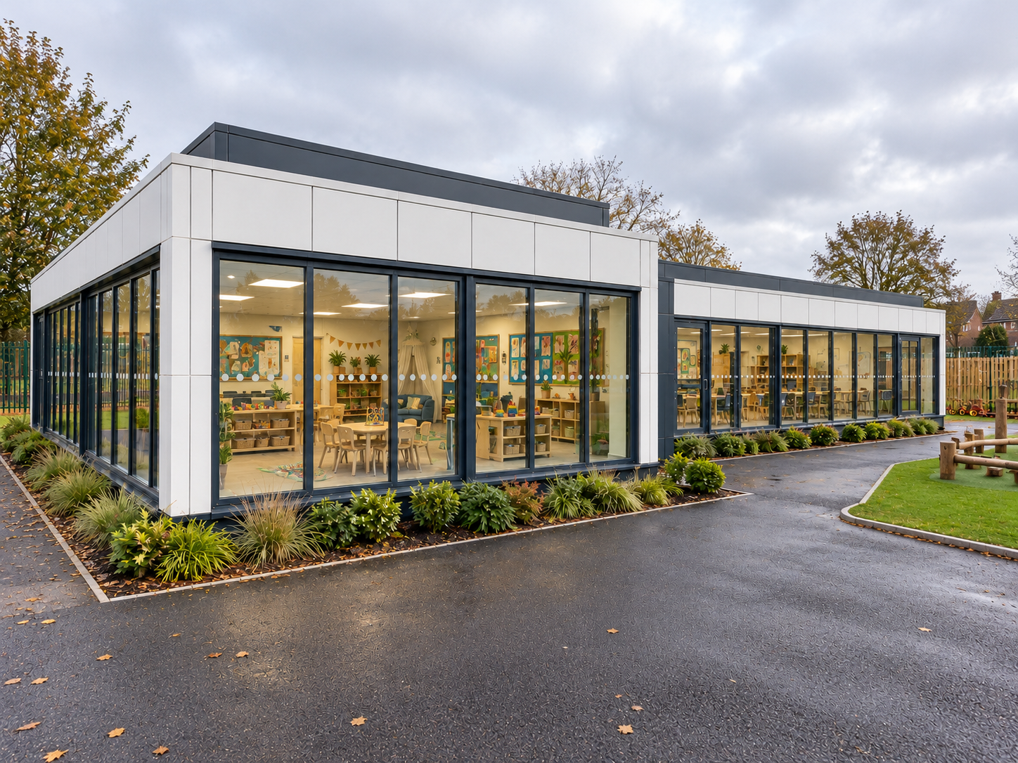 L-Shaped Prefabricated Nursery Building – 198.45m² | KC Bespoke