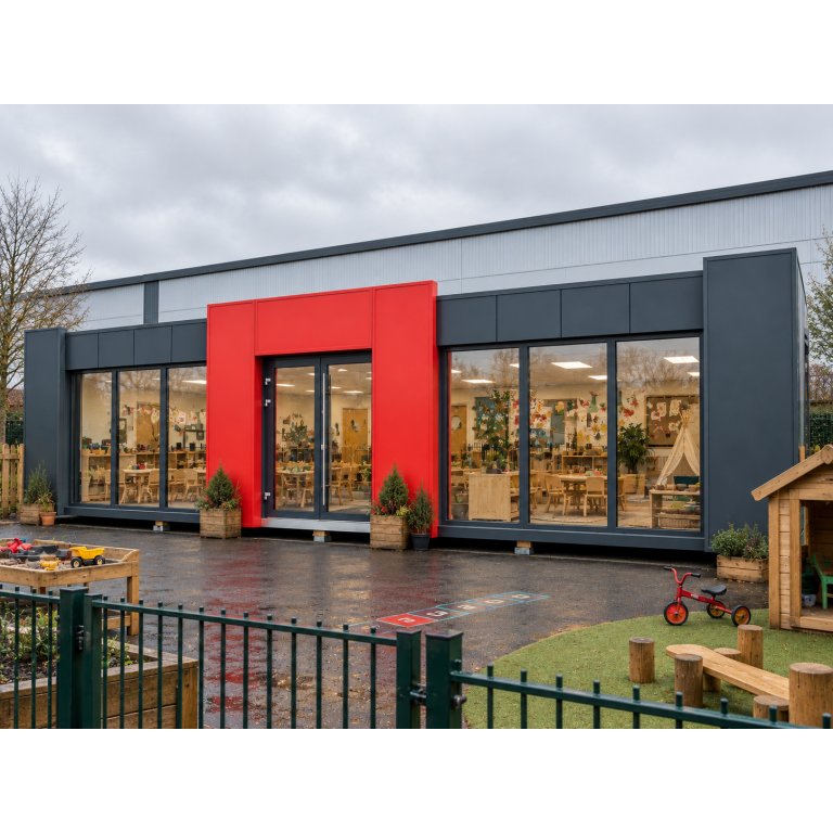 Building installed and operating as a nursery or early years childcare facility in the United Kingdom By KC Modular Buildings 4 Curry Wimbledon Modular Nursery Building – 12.6m × 6.3m | KC Bespoke