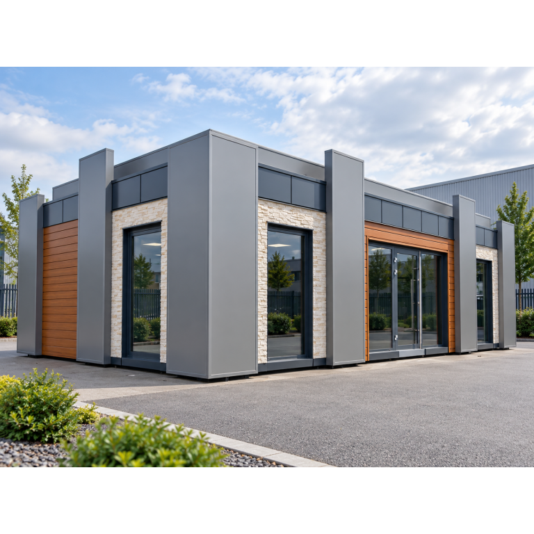 Stone Model Modular Showroom Building – 11m × 6m Shell & Core
