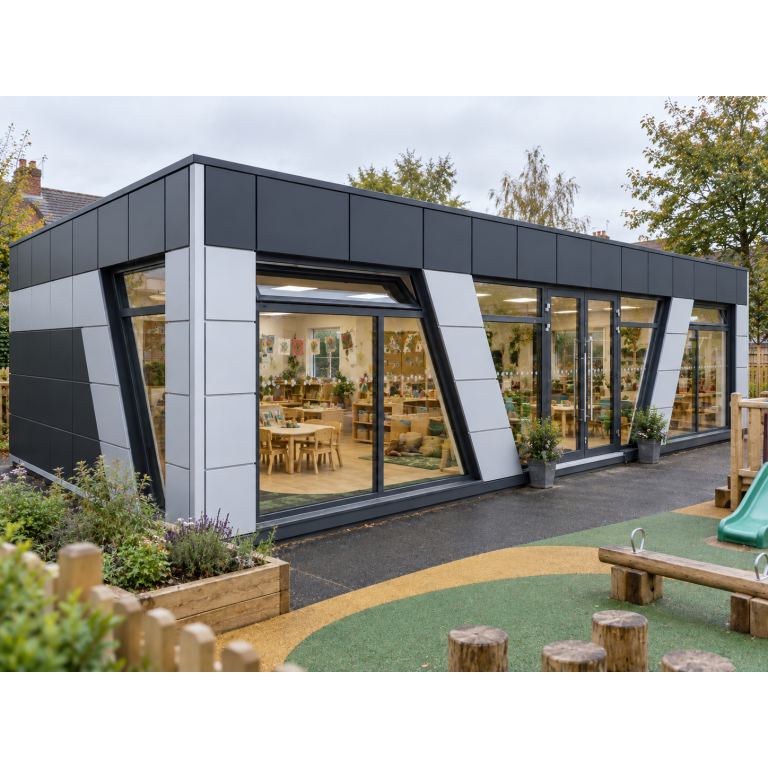 V-Design Prefab Nursery Building – 12.6m × 6.3m | KC Bespoke